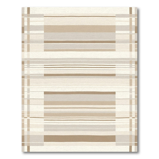 Neutral Cream Tan Horizontal Stripe Rug