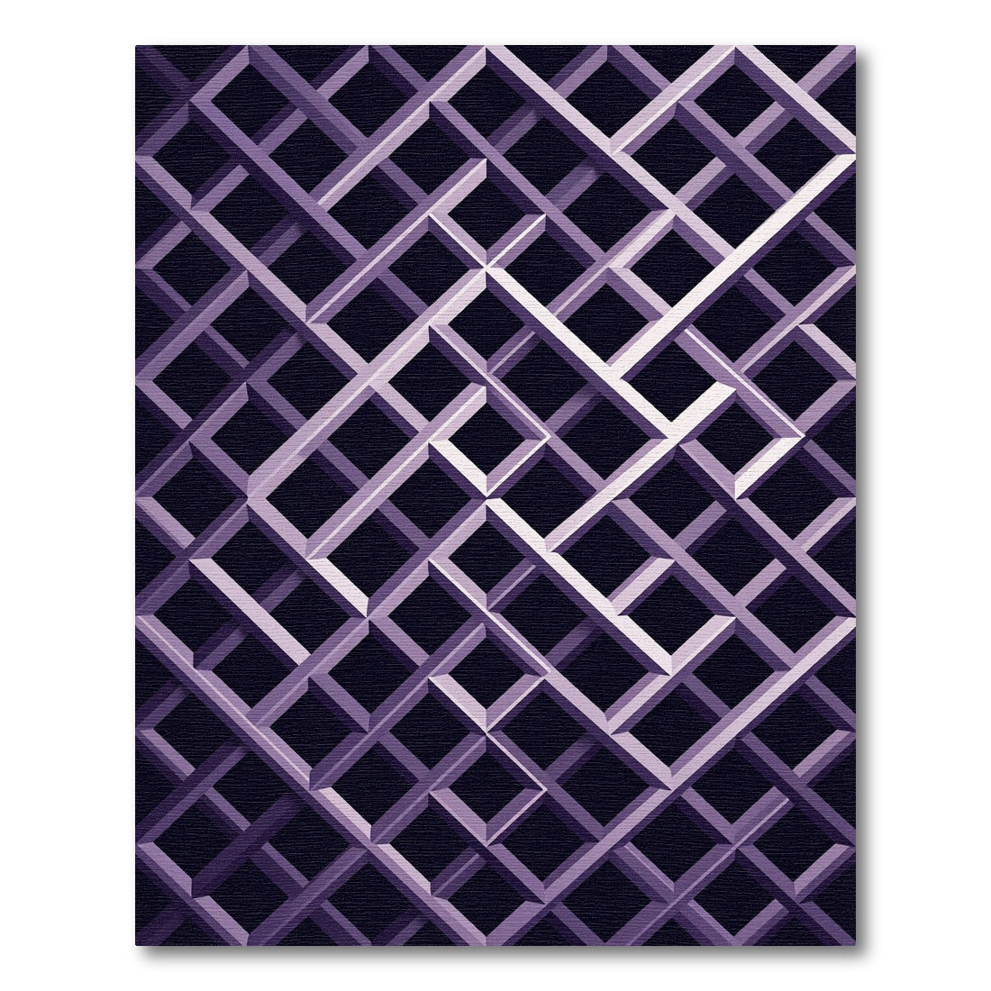 Geometric Lavender Interlocking Grid Rug