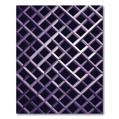 Geometric Lavender Interlocking Grid Rug