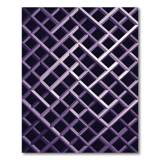 Geometric Lavender Interlocking Grid Rug