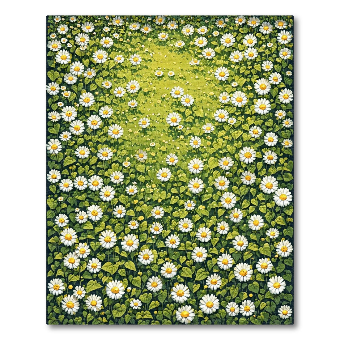 Vibrant White Daisy Meadow Rug