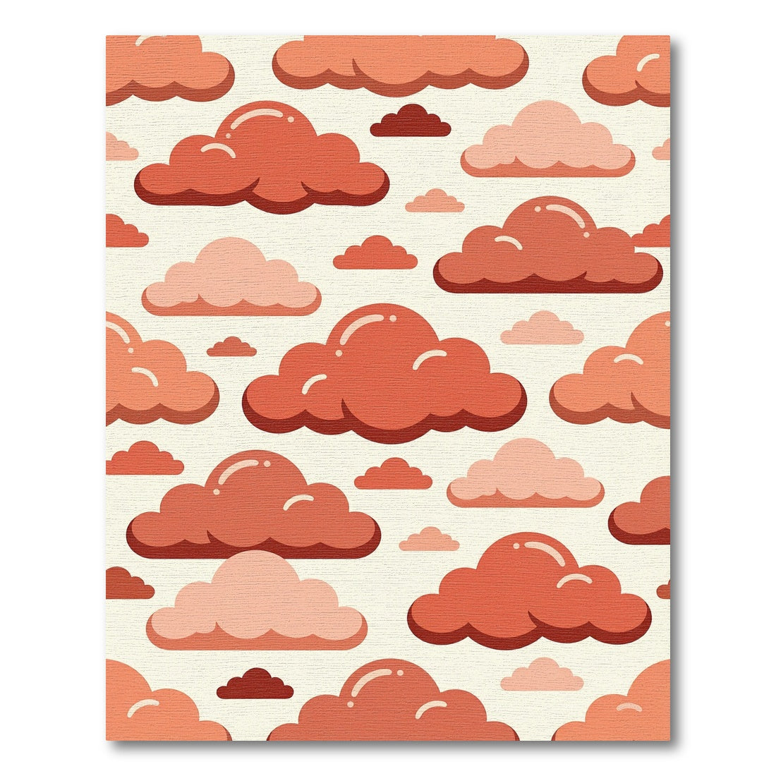 Whimsical Terracotta Cloud Seamless Art Rug