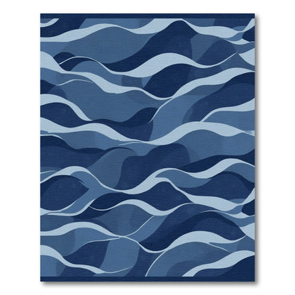 Deep Blue Wave Layered Rug