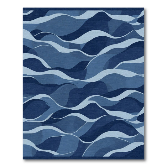 Deep Blue Wave Layered Rug