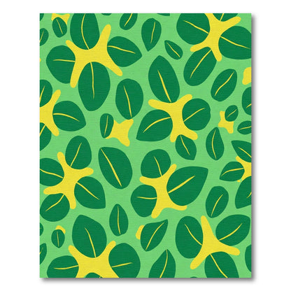 Green Yellow Leafy Tropical Medley Rug