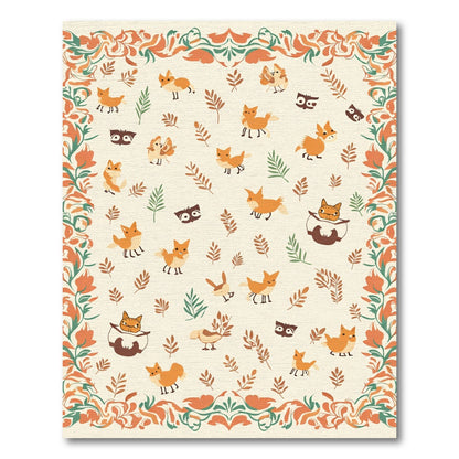 Autumn Woodland Animals Border Rug