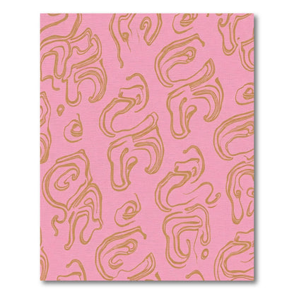 Soft Pink Gold Abstract Swirl Rug