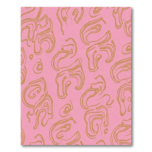 Soft Pink Gold Abstract Swirl Rug