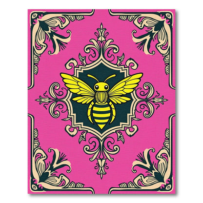 Whimsical Bumblebee Damask Pink Rug