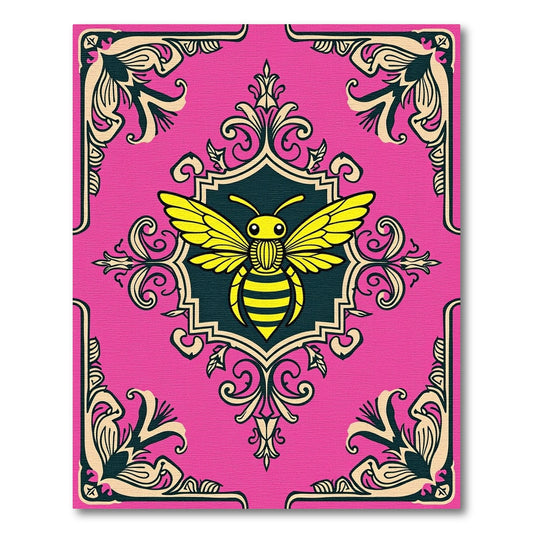 Whimsical Bumblebee Damask Pink Rug