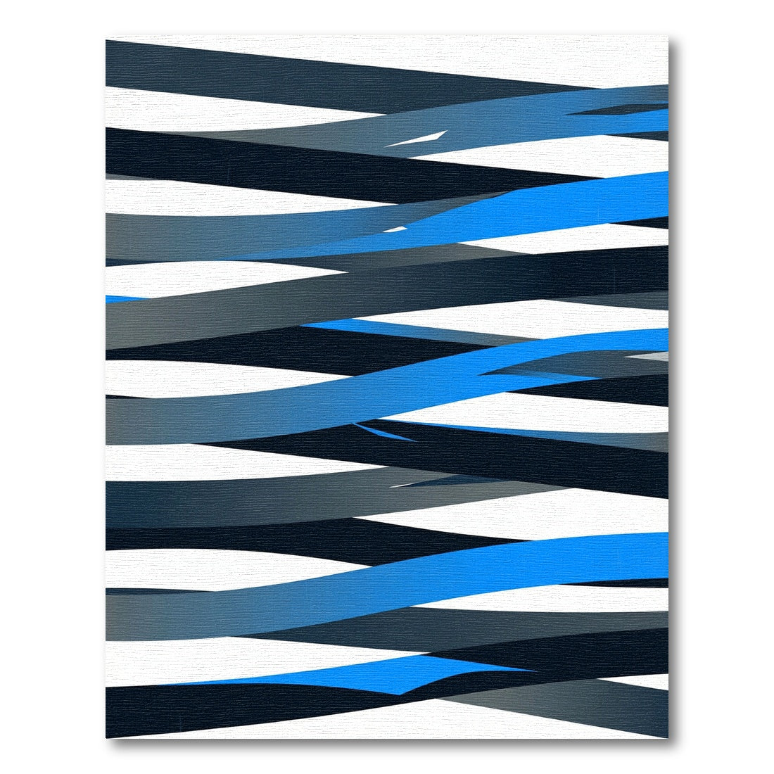 Modern Blue Tonal Stripe Ribbons Rug
