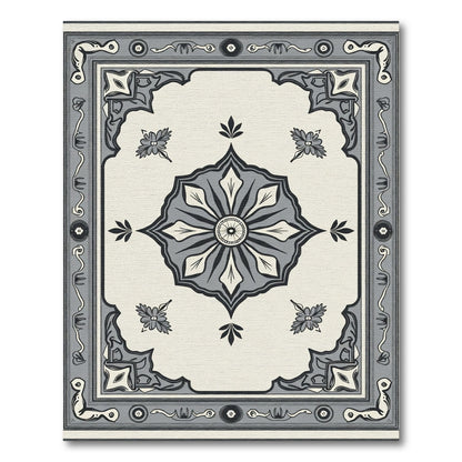 Classic Gray Floral Medallion Rug