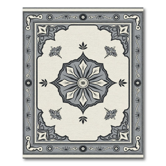 Classic Gray Floral Medallion Rug