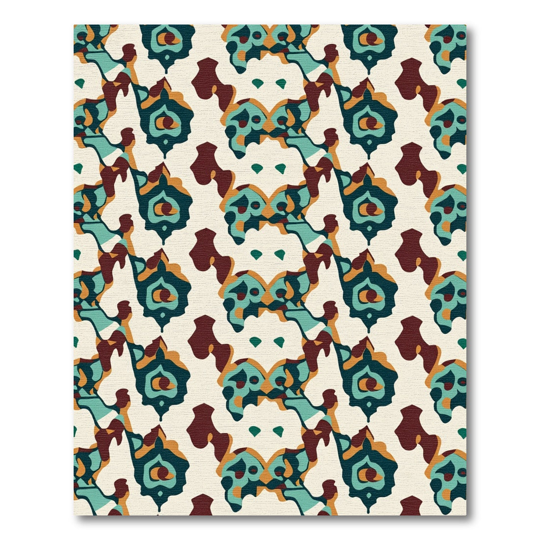 Ornate Teal Amber Medallion Arrangement Rug