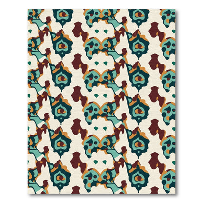 Ornate Teal Amber Medallion Arrangement Rug