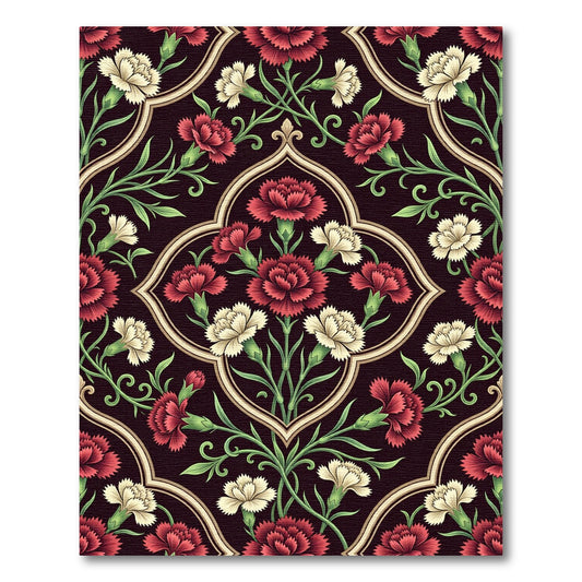 Elegant Deep Crimson Floral Trellis Rug