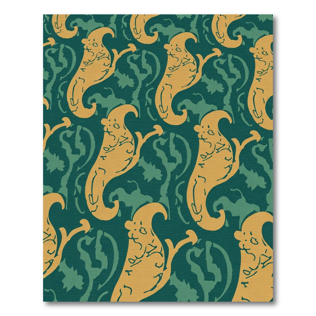 Golden Ghostly Figurines Teal Background Rug