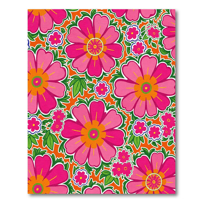 Vibrant Pink Floral Garden Rug