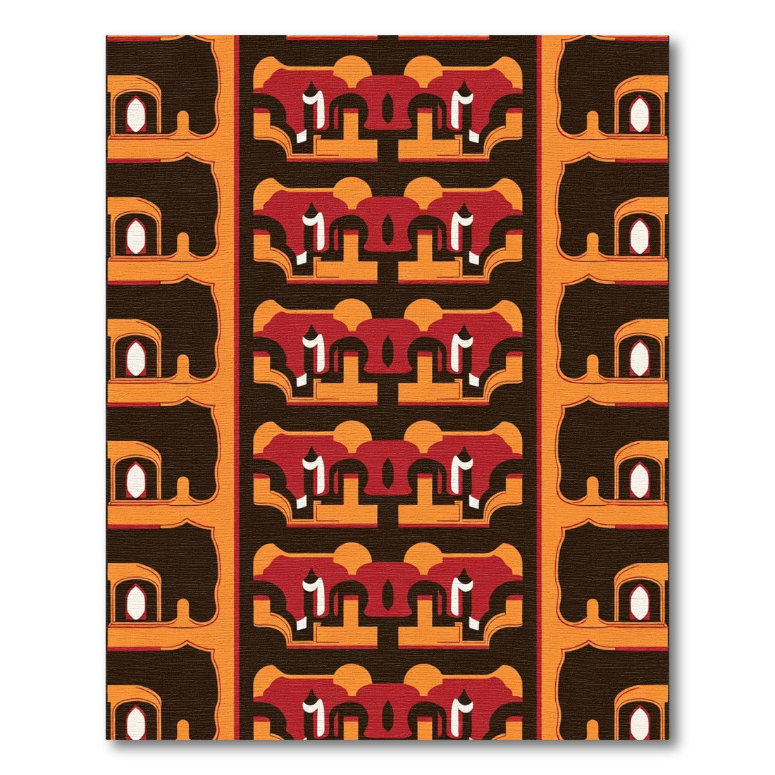 Bold Red Orange Arch Gate Rug