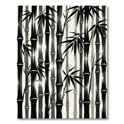 Black Bamboo Forest Textured Vertical Rug