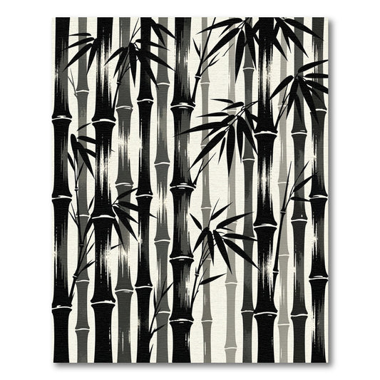 Black Bamboo Forest Textured Vertical Rug