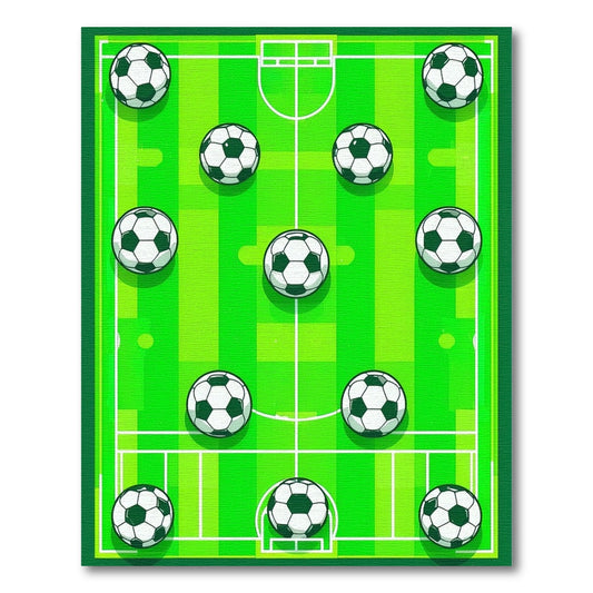 Striped Green Soccer Field Balls Rug 2