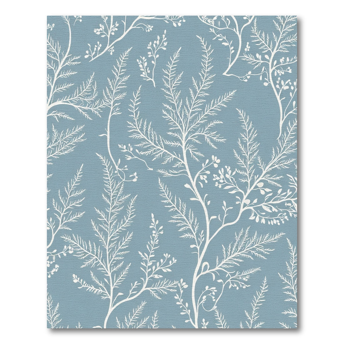 White Ferns on Blue Background Rug