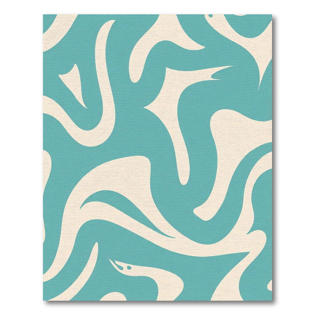 Teal and Cream Swirl Flow Rug