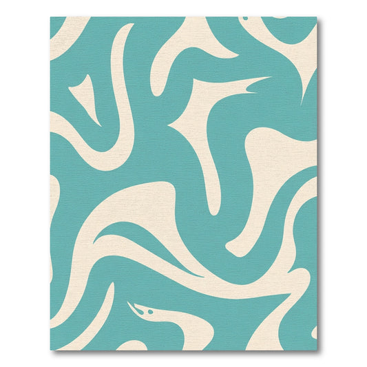 Teal and Cream Swirl Flow Rug