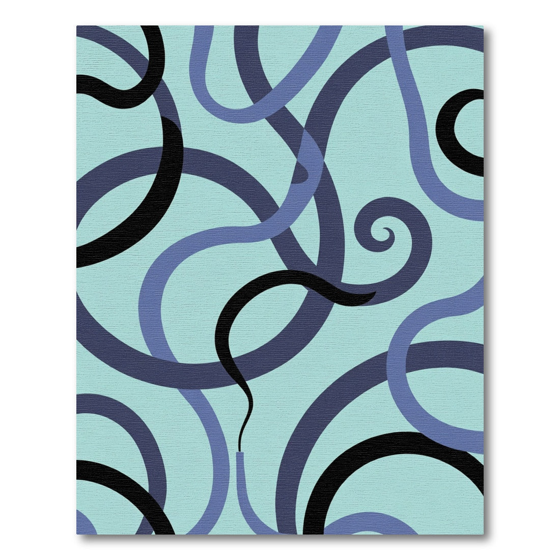 Aqua Blue Swirling Ribbon Composition Rug