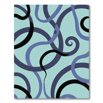 Aqua Blue Swirling Ribbon Composition Rug