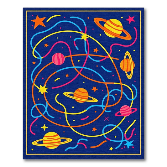 Neon Cosmic Swirling Planets Stars Rug