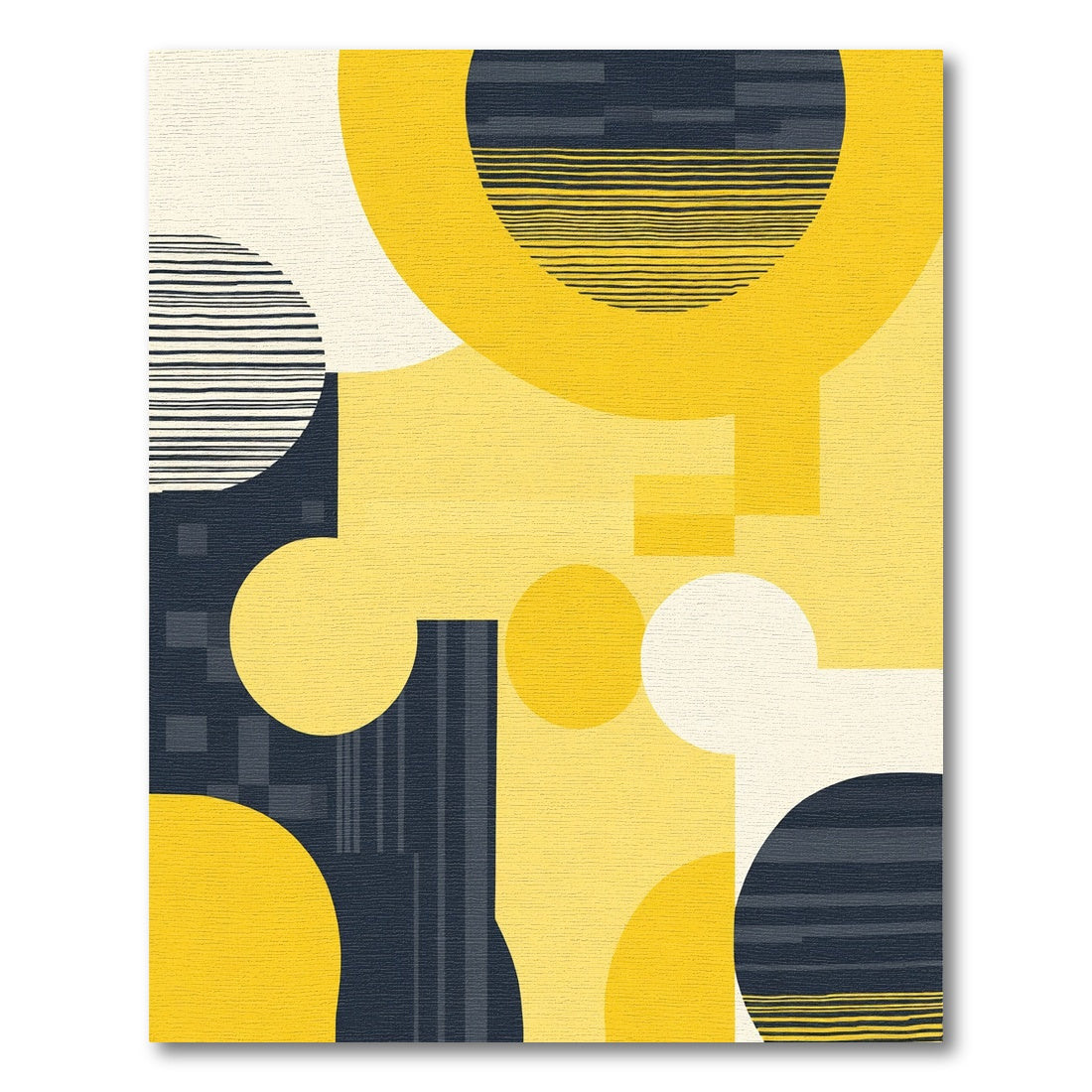 Abstract Yellow Circles Blue Shapes Rug