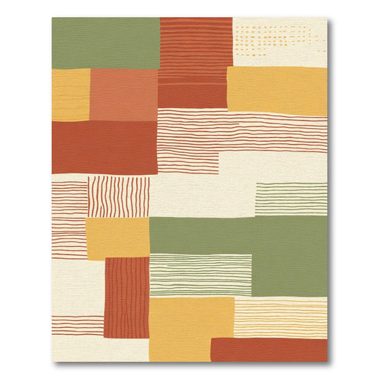 Earthy Terracotta Geometric Stripes Rug