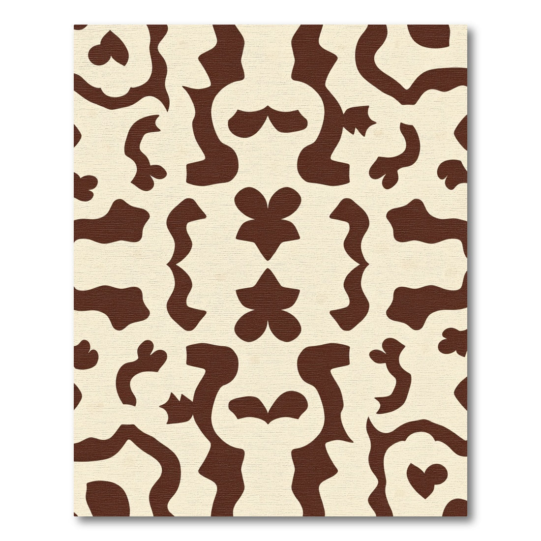 Cream Brown Abstract Organic Shapes Rug