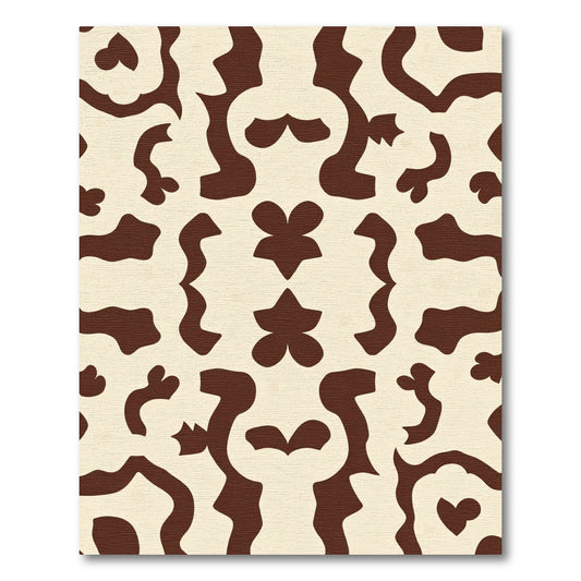 Cream Brown Abstract Organic Shapes Rug