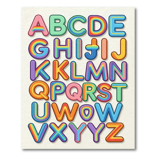 Colorful Rainbow Alphabet Letter Wall Art Rug