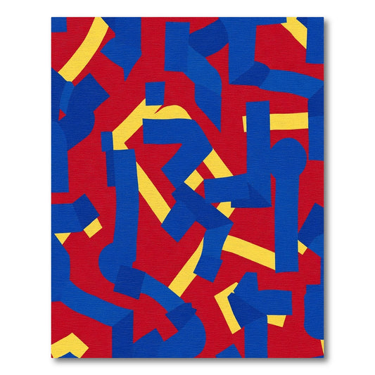 Bold Red Blue Abstract Elements Rug
