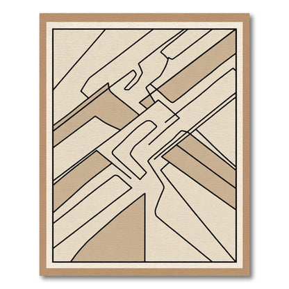 Beige Abstract Linear Overlap Rug