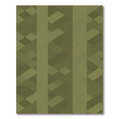 Olive Geometric Abstraction Rug