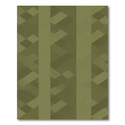 Olive Geometric Abstraction Rug