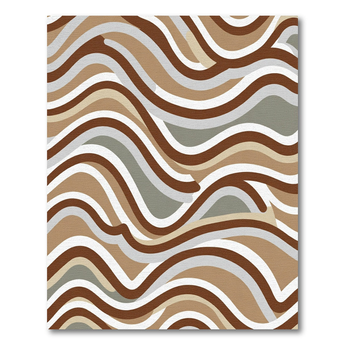 Earthy Brown Abstract Wave Rug