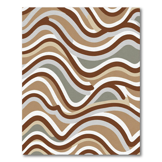 Earthy Brown Abstract Wave Rug