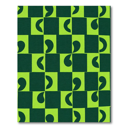 Lime Green Checkerboard Abstract Swirl Rug