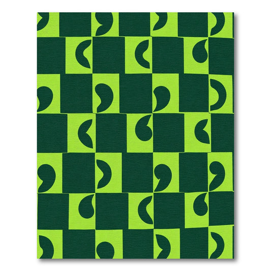 Lime Green Checkerboard Abstract Swirl Rug