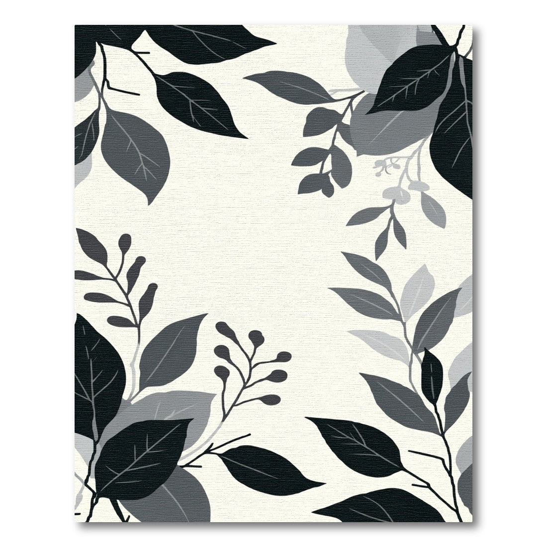 Monochrome Dark Leaf Arrangement Rug