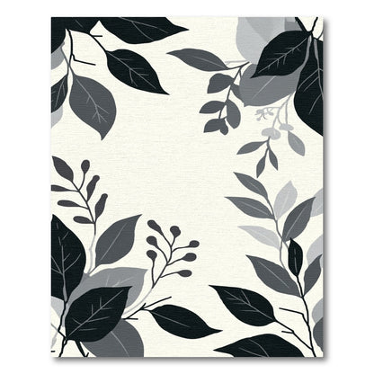 Monochrome Dark Leaf Arrangement Rug
