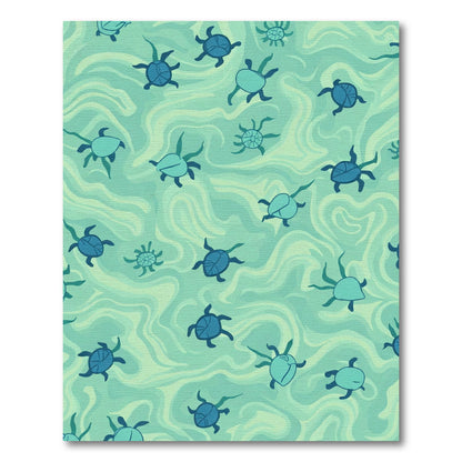 Teal Sea Turtle Swirl Composition Rug