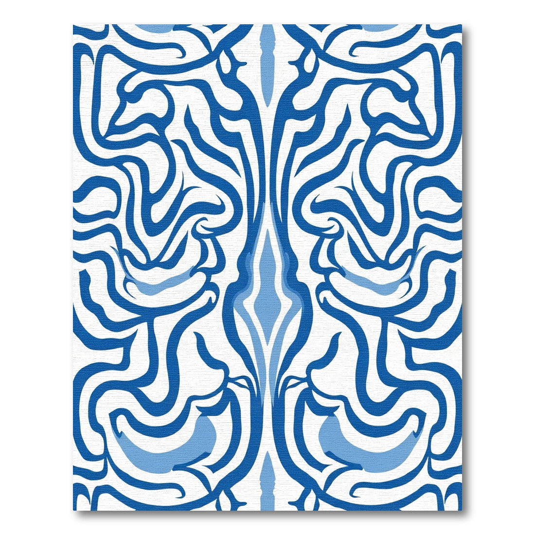 Vivid Blue Organic Symmetrical Pattern Rug