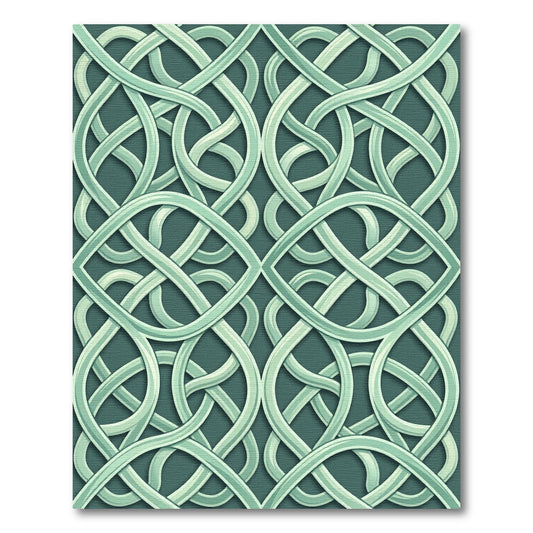 Ethereal Sage Interlocking Celtic Knot Rug
